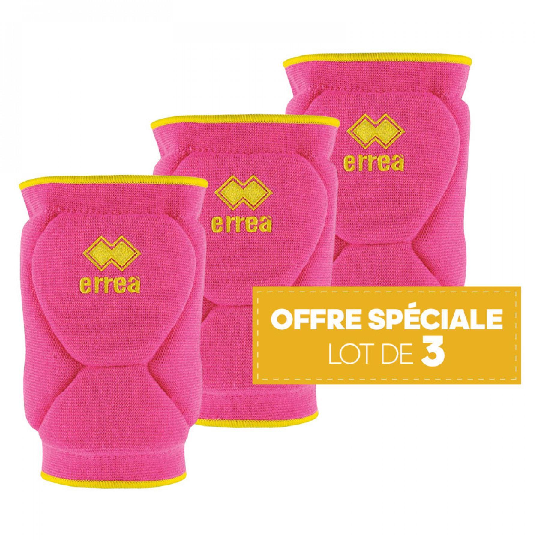 Set of 3 pairs of knee pads Errea Ayuara rose fluo/jaune
