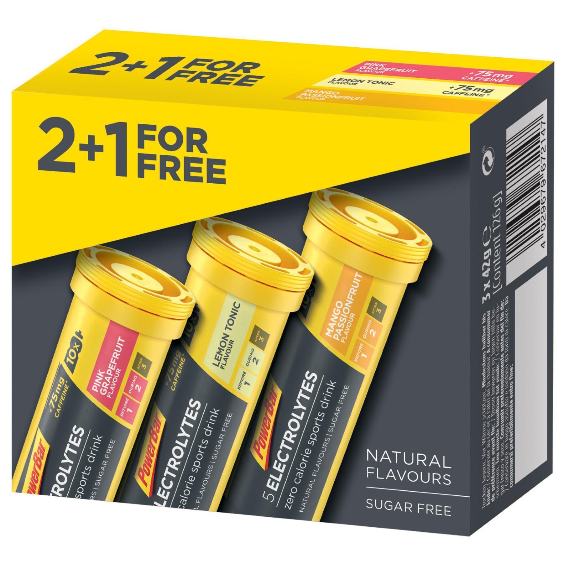 Drinks PowerBar 5 Electrolytes MultiPack 8 packs of 2+1x10 tabs Mixed : Mango-Passion Fruit+Pink Grapefruit+Lemon Tonic