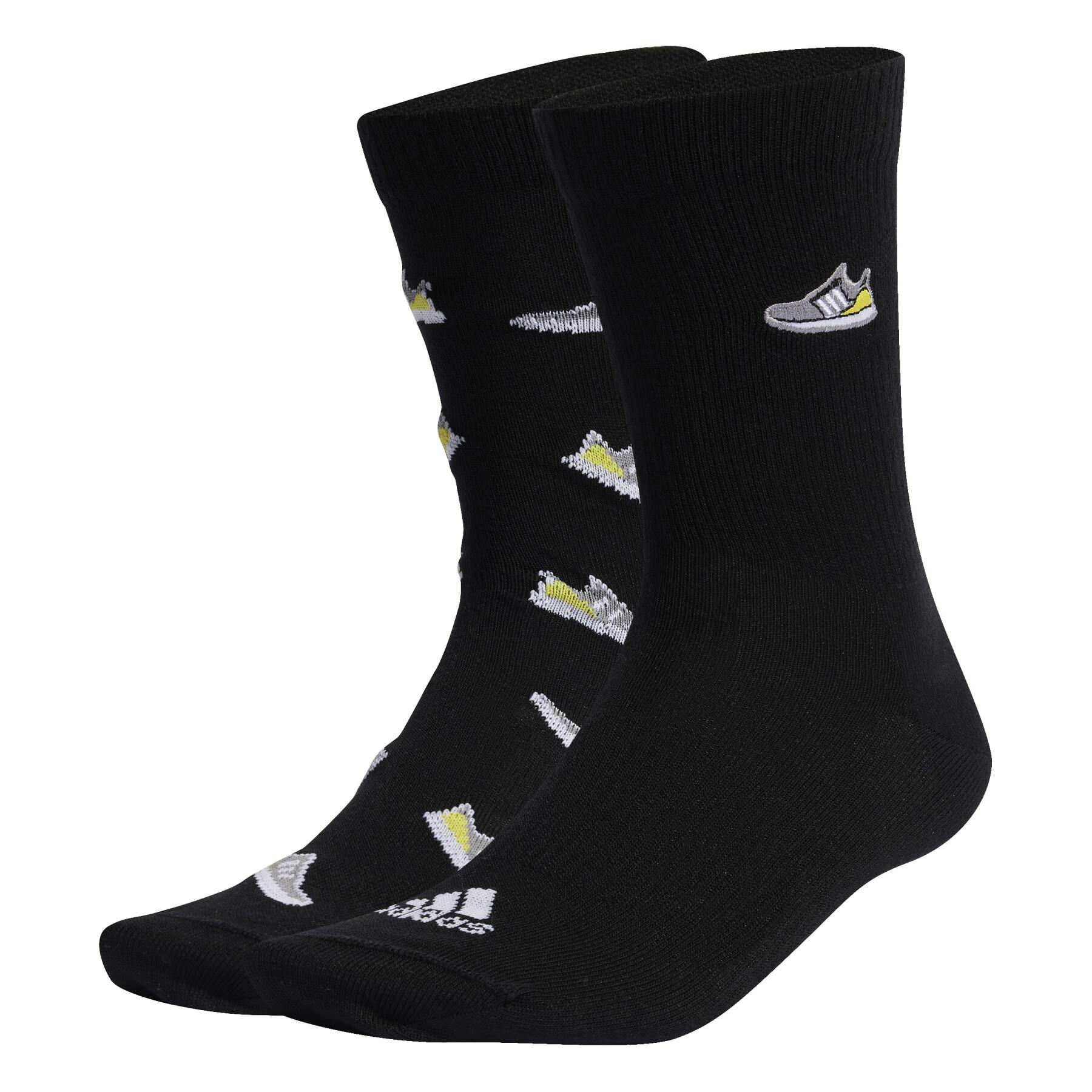 Set of 2 pairs of socks adidas Run X Ultraboost Shoe Love Graphic