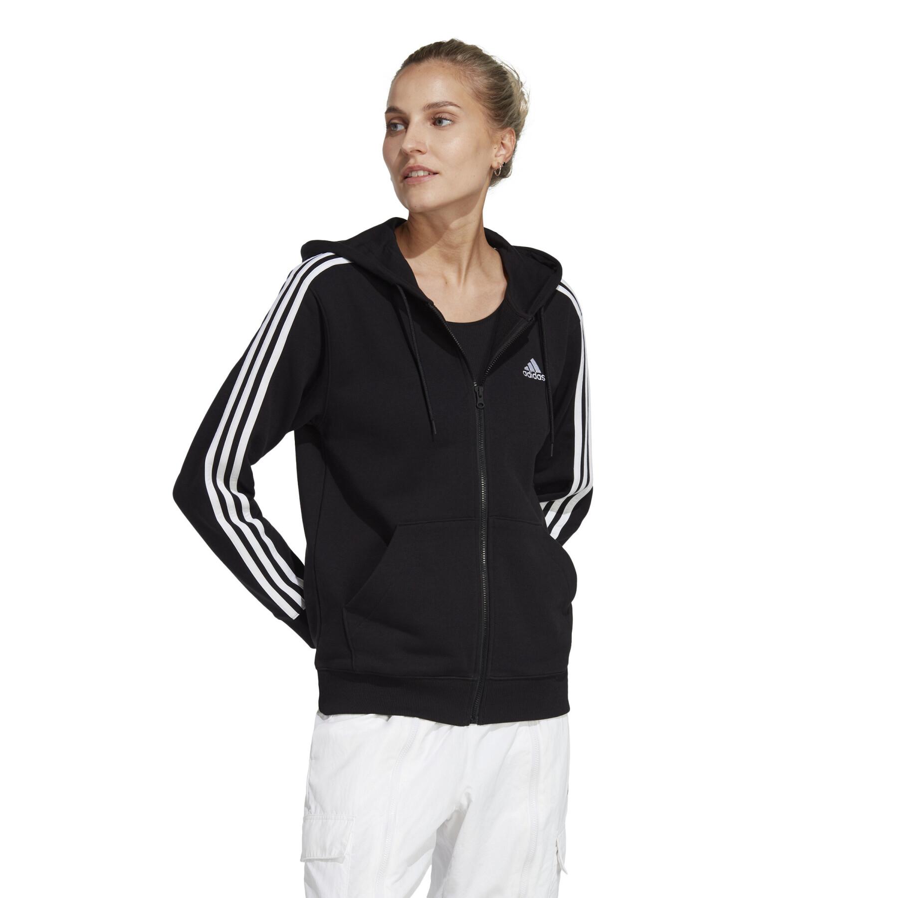 Sweatshirt regular full zip fleece hoodie woman adidas Essentials 3-Stripes  - adidas - Brands - Handball wear
