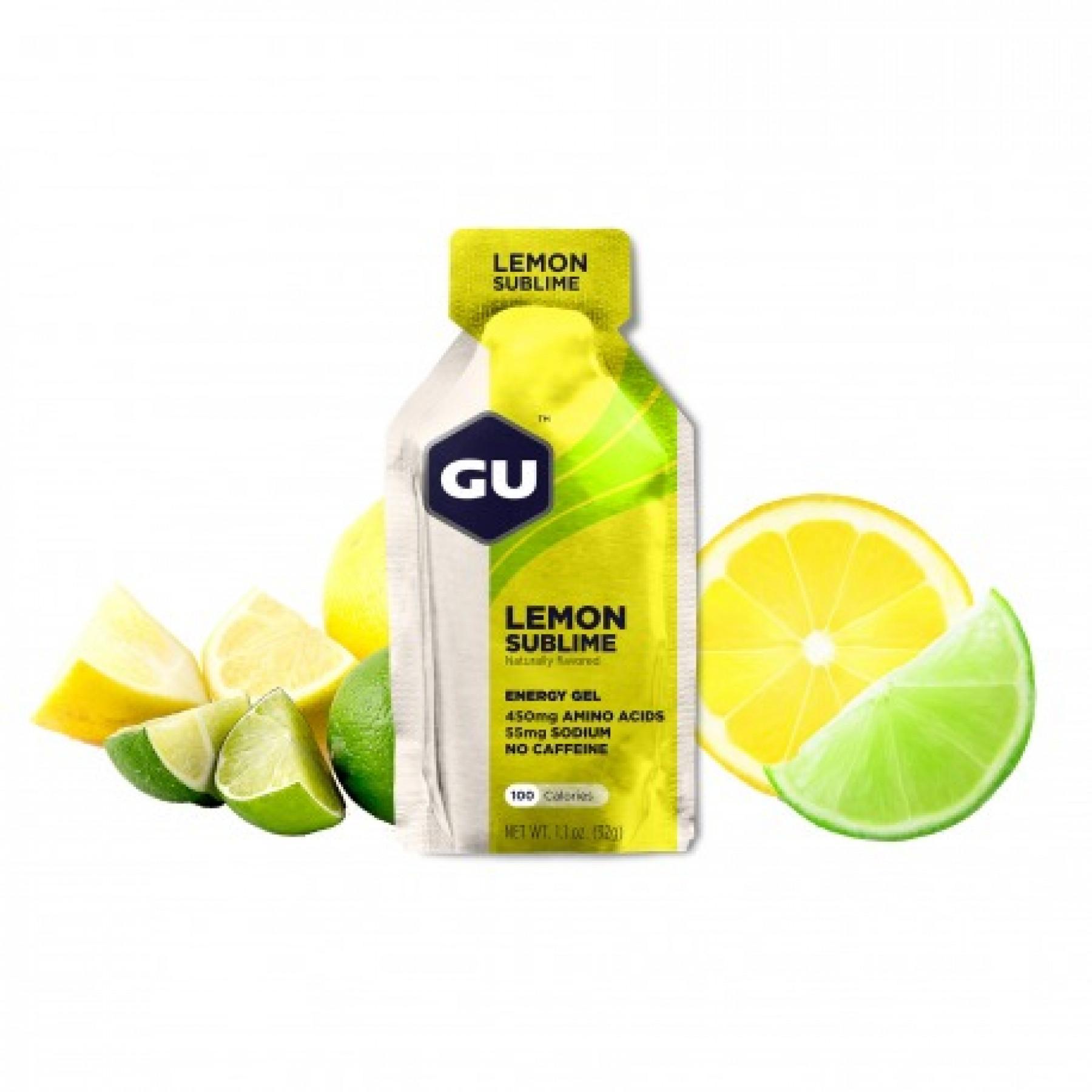 Batch of 24 gels Gu Energy citron intense sans caféine