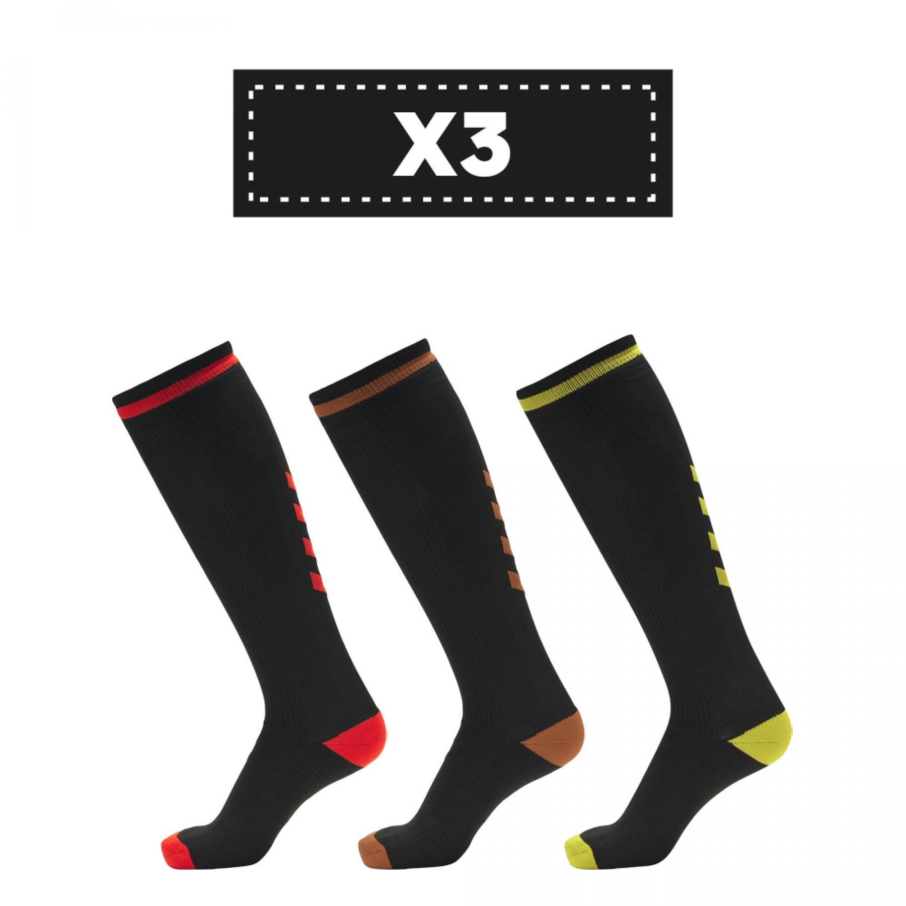 Pack of 3 pairs of dark socks Hummel Elite Indoor high (coloris au choix)