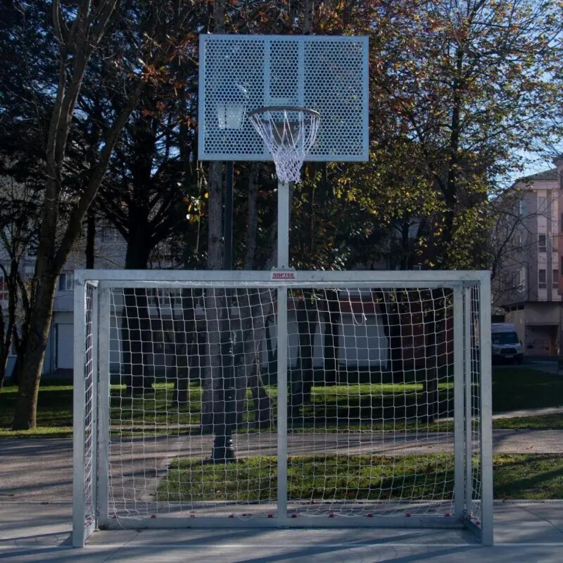 Set of 2 futsal/handball goals with galvanized basketball hoop Softee Equipment